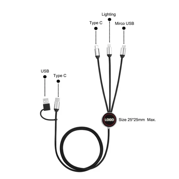 brand merchandise LED logo multi ports USB cables