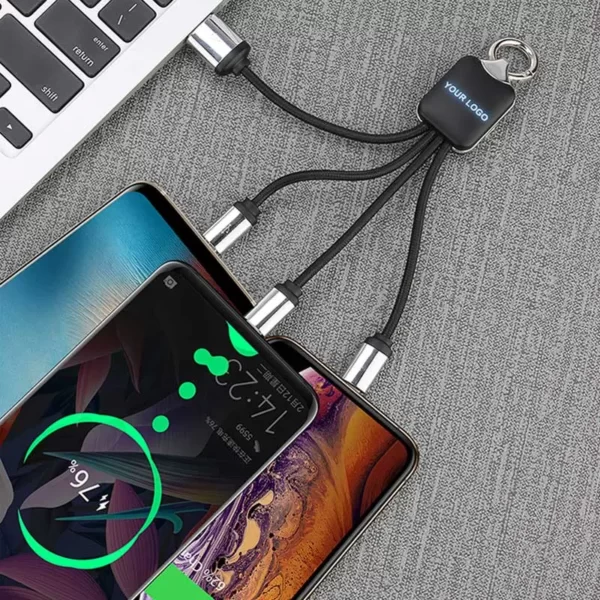 braided light-up logo multi USB charging cable 5in1