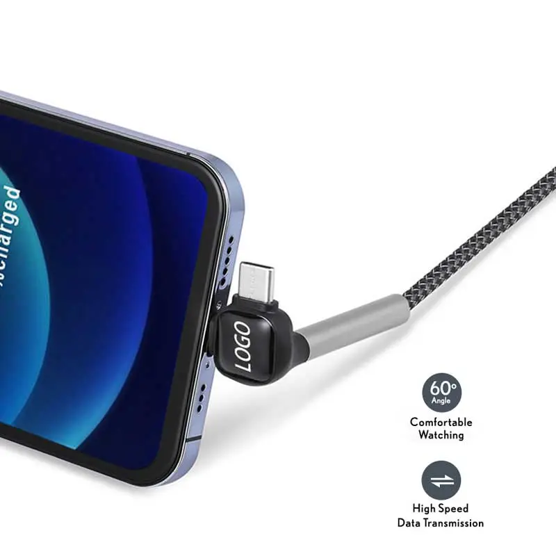 90 degree braided USB data cord 2in1