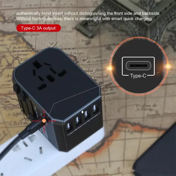 Branded marketing promotion gadget universal travel adapter with 5 USB ports